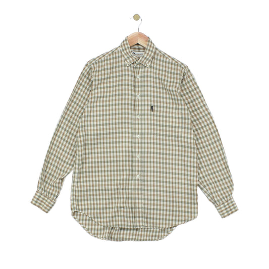 Mens Check Shirt Button Down Long Sleeve