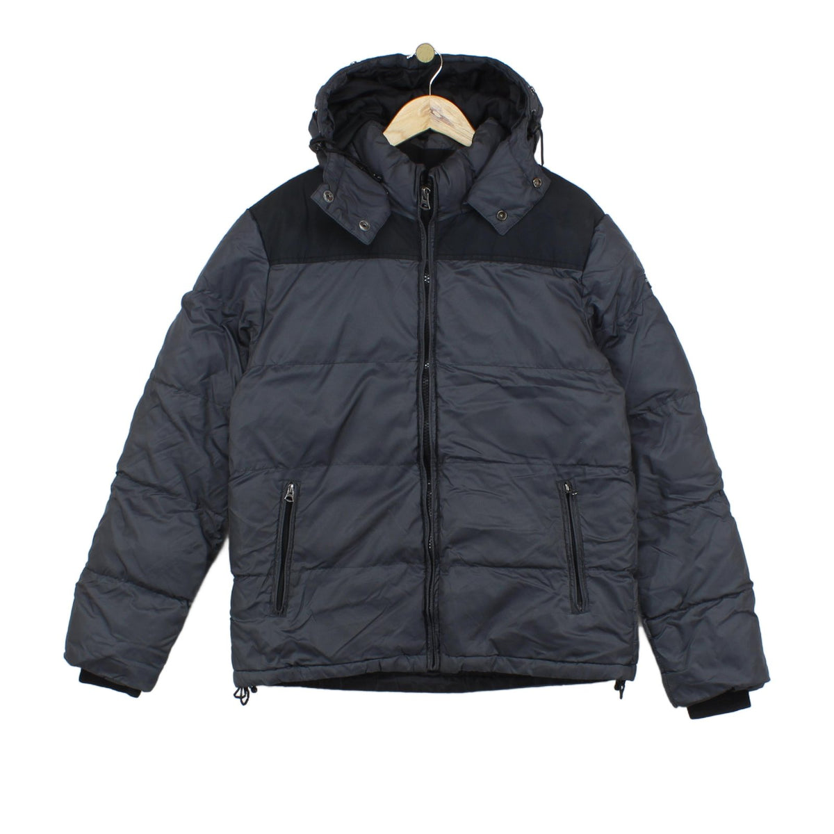 Mens Puffer Jacket Hooded Full Zip Winter