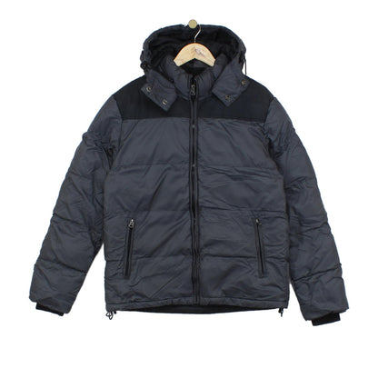 Mens Puffer Jacket Hooded Full Zip Winter