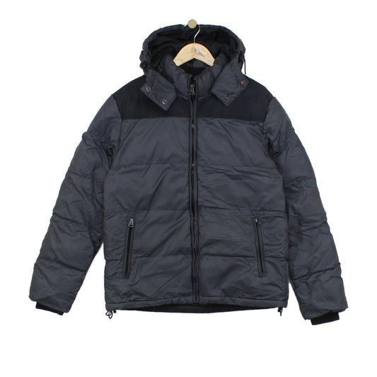 Mens Puffer Jacket Hooded Full Zip Winter