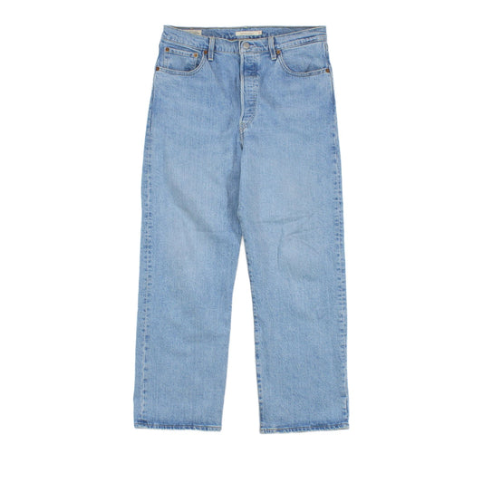 Womens Ribcage Straight Jeans Denim Classic Button Fly