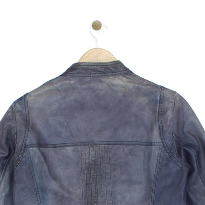 Womens Leather Jacket Zip Biker Moto