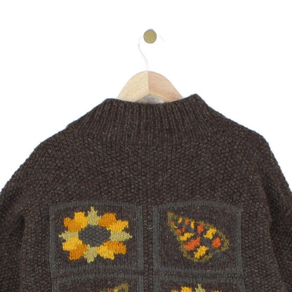 Womens 1/4 Zip Jumper Floral Pattern Wool