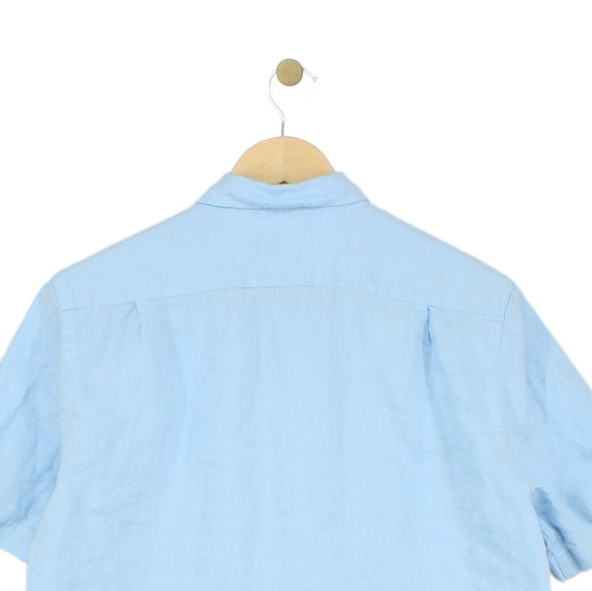 Mens Linen Shirt Button Down Short Sleeve Regular Fit