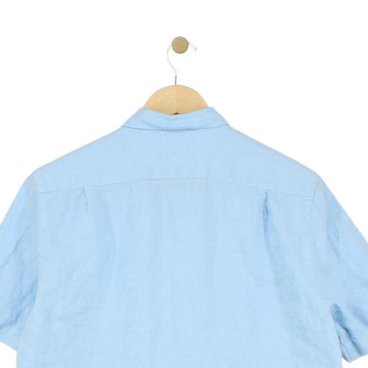 Mens Linen Shirt Button Down Short Sleeve Regular Fit