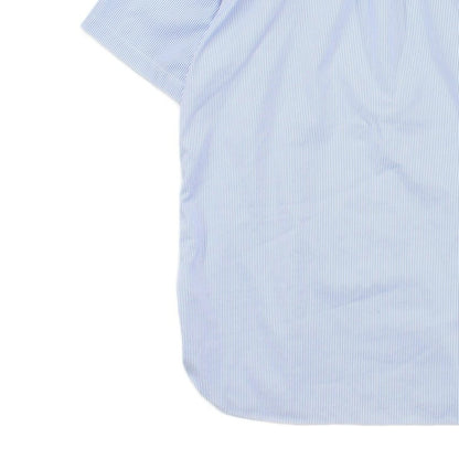Mens Striped Shirt Short Sleeve Custom Fit Button Up