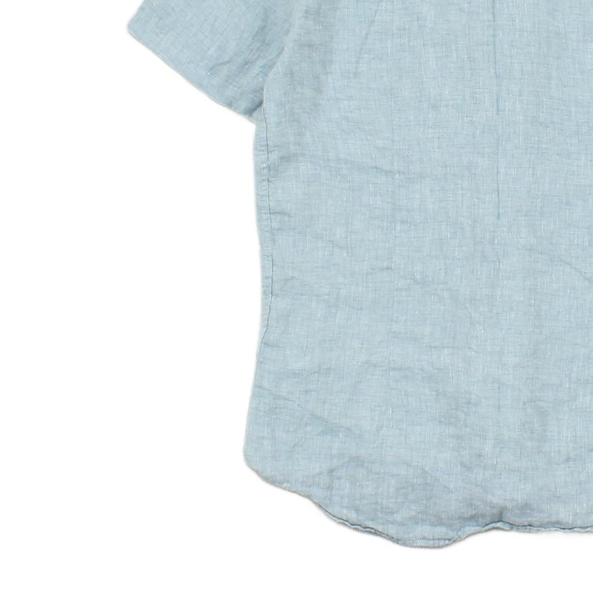 Mens Linen Shirt Slim Fit Short Sleeve Button Up
