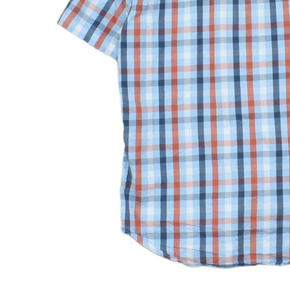 Mens Plaid Shirt Short Sleeve Button Up