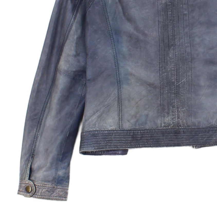 Womens Leather Jacket Zip Biker Moto