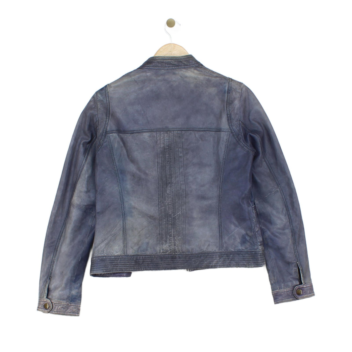 Womens Leather Jacket Zip Biker Moto