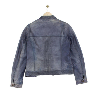 Womens Leather Jacket Zip Biker Moto