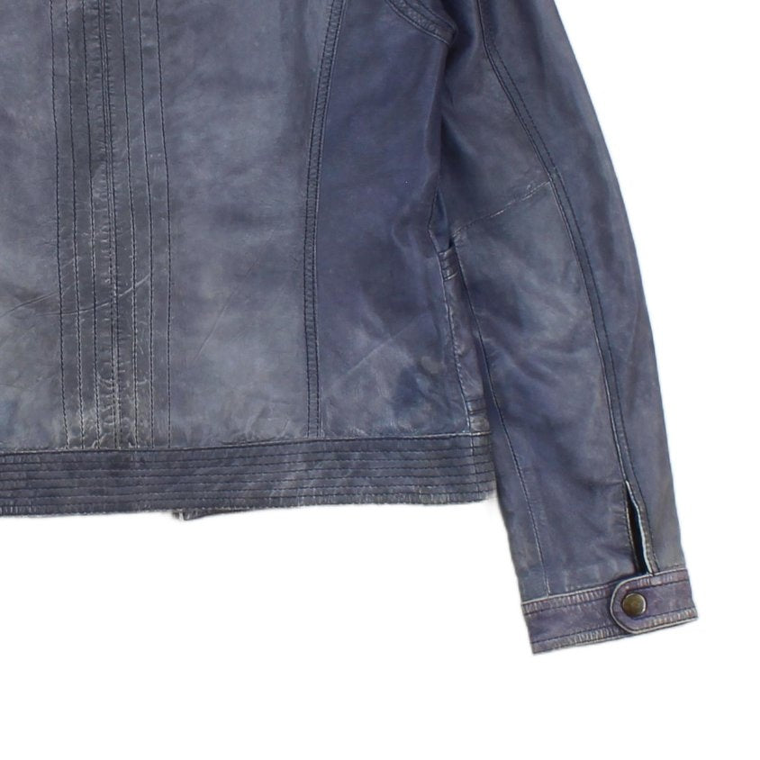 Womens Leather Jacket Zip Biker Moto