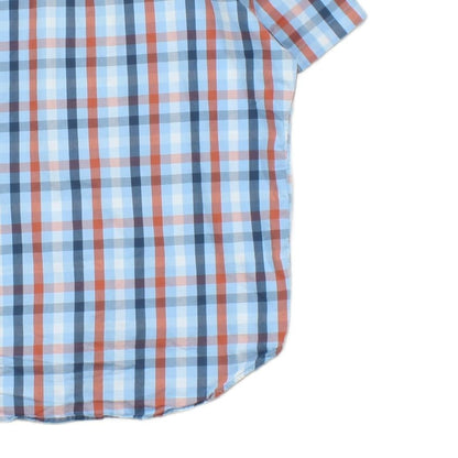 Mens Plaid Shirt Short Sleeve Button Up