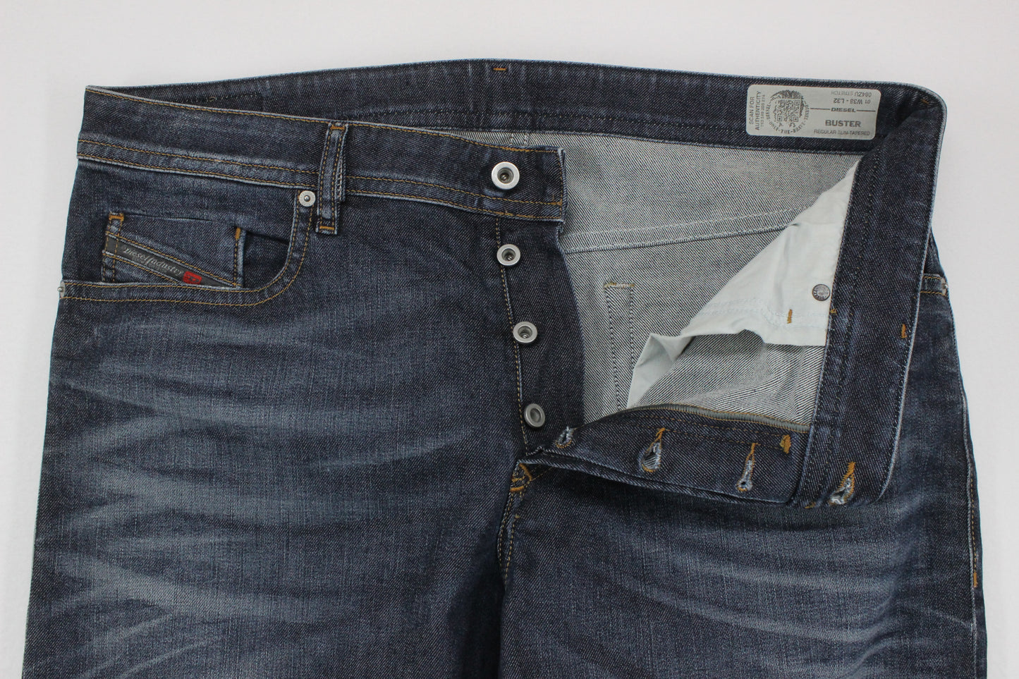 Mens Buster Jeans Regular Slim Tapered Denim