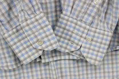 Mens Check Shirt Long Sleeve Button Up Cotton