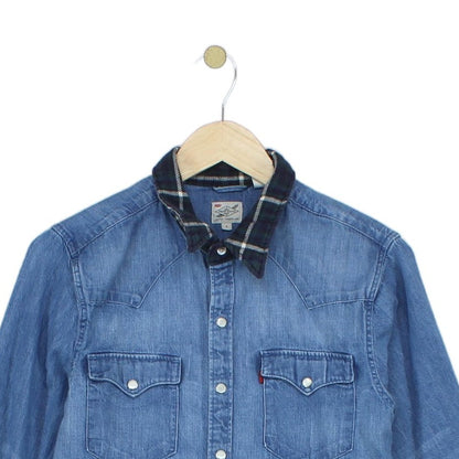 Mens Denim Shirt Slim Fit Western Long Sleeve