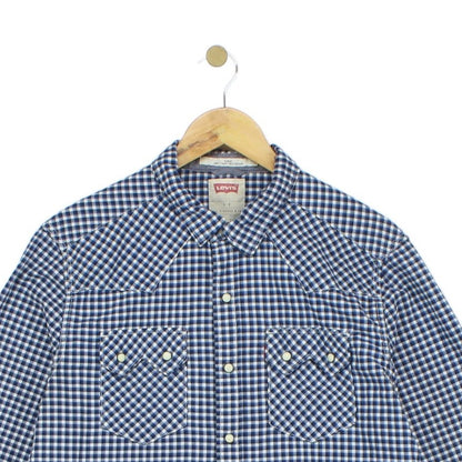 Mens Plaid Shirt Slim Fit Snap Check Long Sleeve