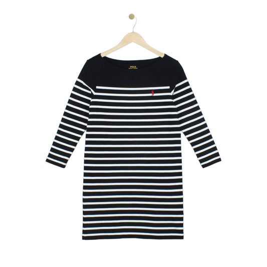 Womens T-Shirt Dress Striped Casual Boatneck Knit