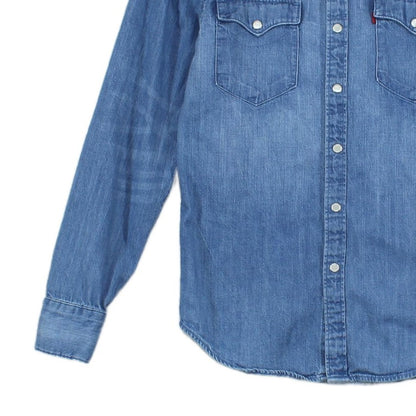Mens Denim Shirt Slim Fit Western Long Sleeve
