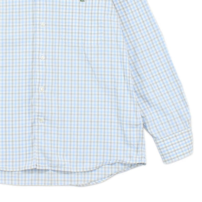 Mens Check Shirt Long Sleeve Button Up Cotton