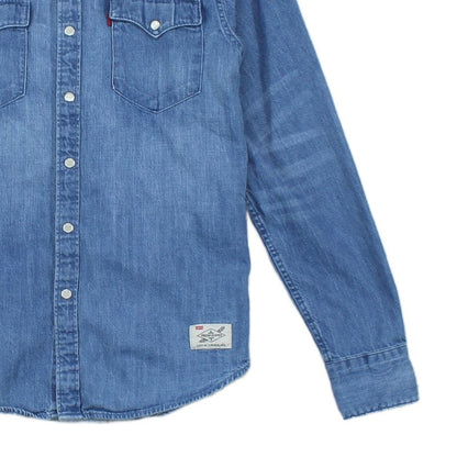 Mens Denim Shirt Slim Fit Western Long Sleeve
