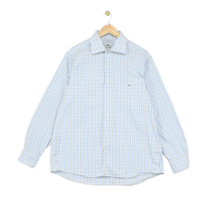Mens Check Shirt Long Sleeve Button Up Cotton