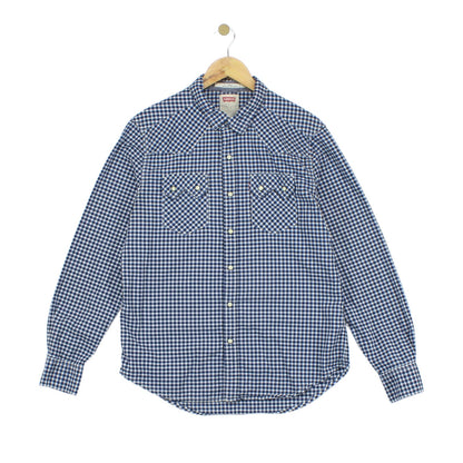 Mens Plaid Shirt Slim Fit Snap Check Long Sleeve