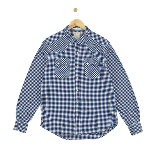 Mens Plaid Shirt Slim Fit Snap Check Long Sleeve