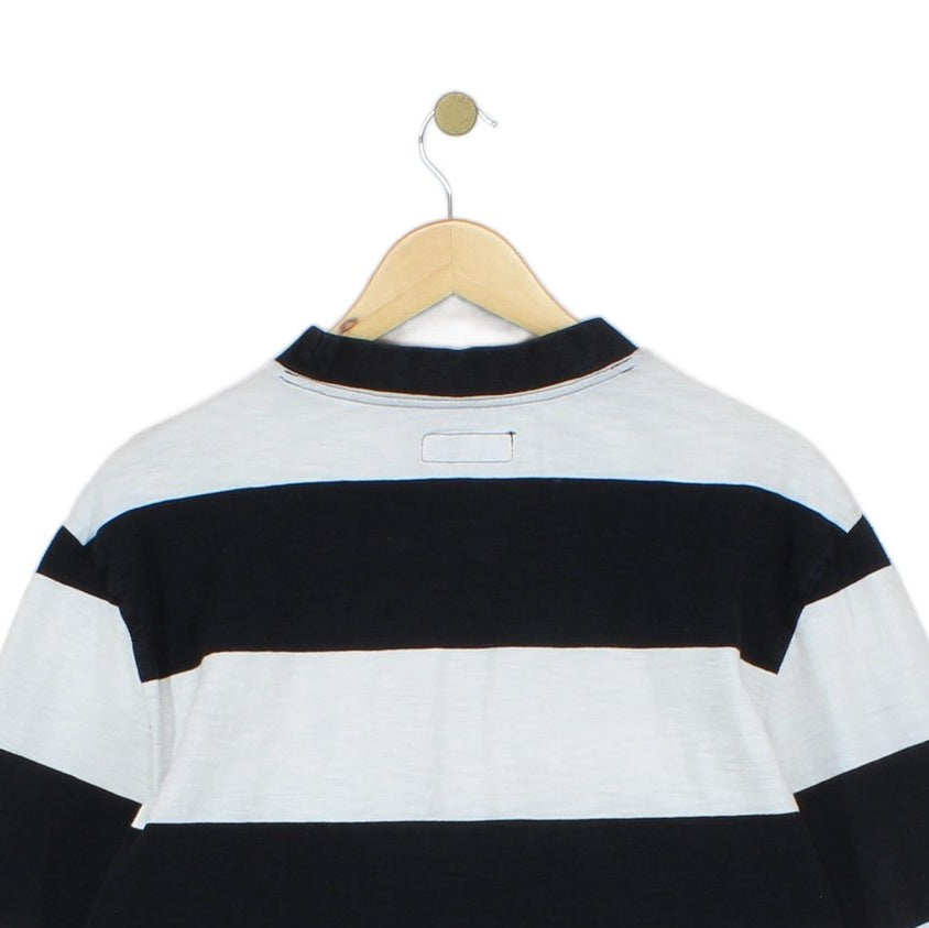 Mens Spell Out Sweatshirt Striped Crew Neck