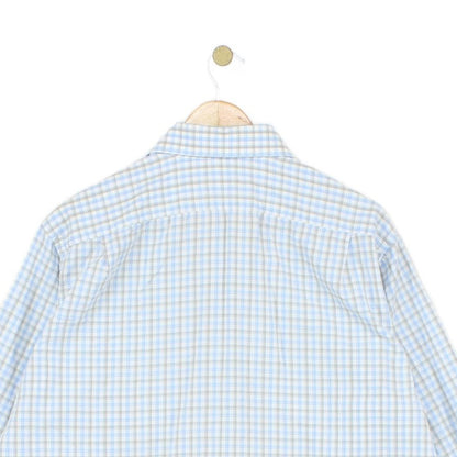 Mens Check Shirt Long Sleeve Button Up Cotton