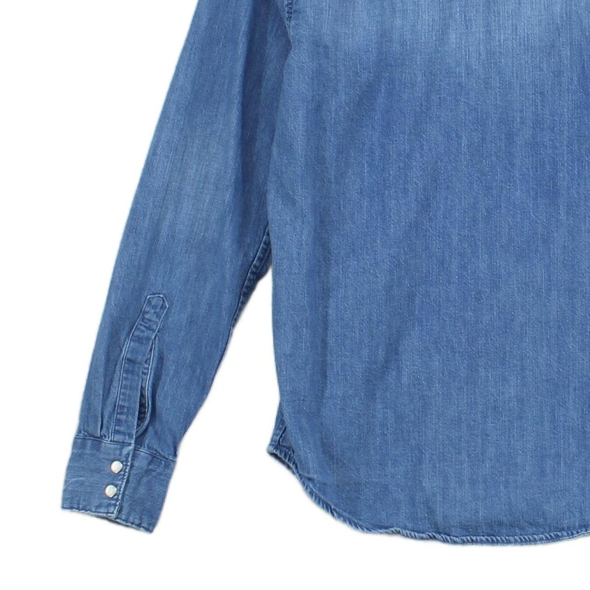 Mens Denim Shirt Slim Fit Western Long Sleeve