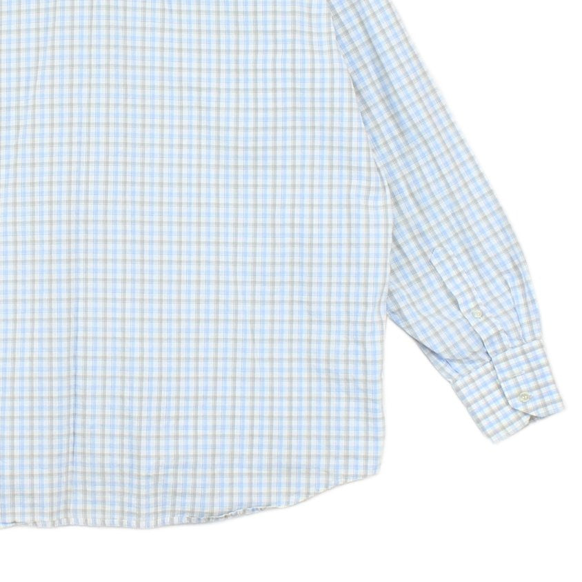 Mens Check Shirt Long Sleeve Button Up Cotton