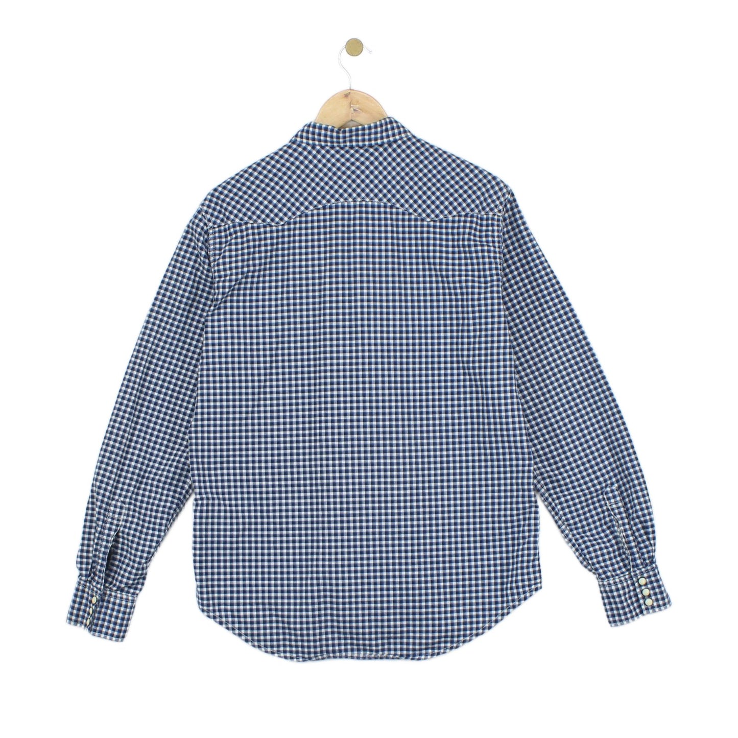 Mens Plaid Shirt Slim Fit Snap Check Long Sleeve