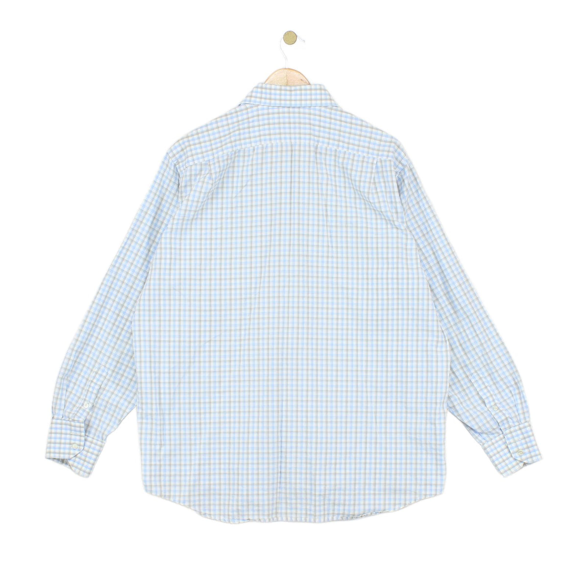 Mens Check Shirt Long Sleeve Button Up Cotton