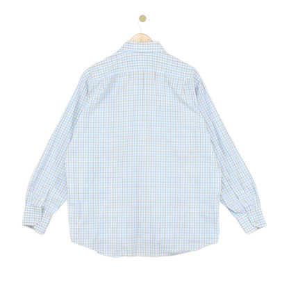 Mens Check Shirt Long Sleeve Button Up Cotton