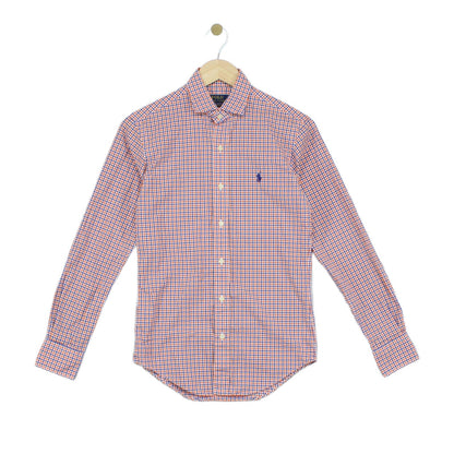 Mens Check Shirt Slim Fit Pattern Button Up