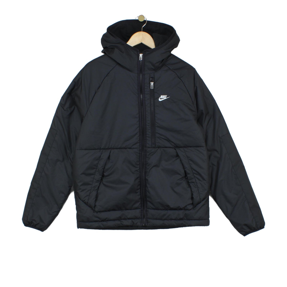 Mens Quilted Jacket Therma Fit Hooded Full Zip Lined
