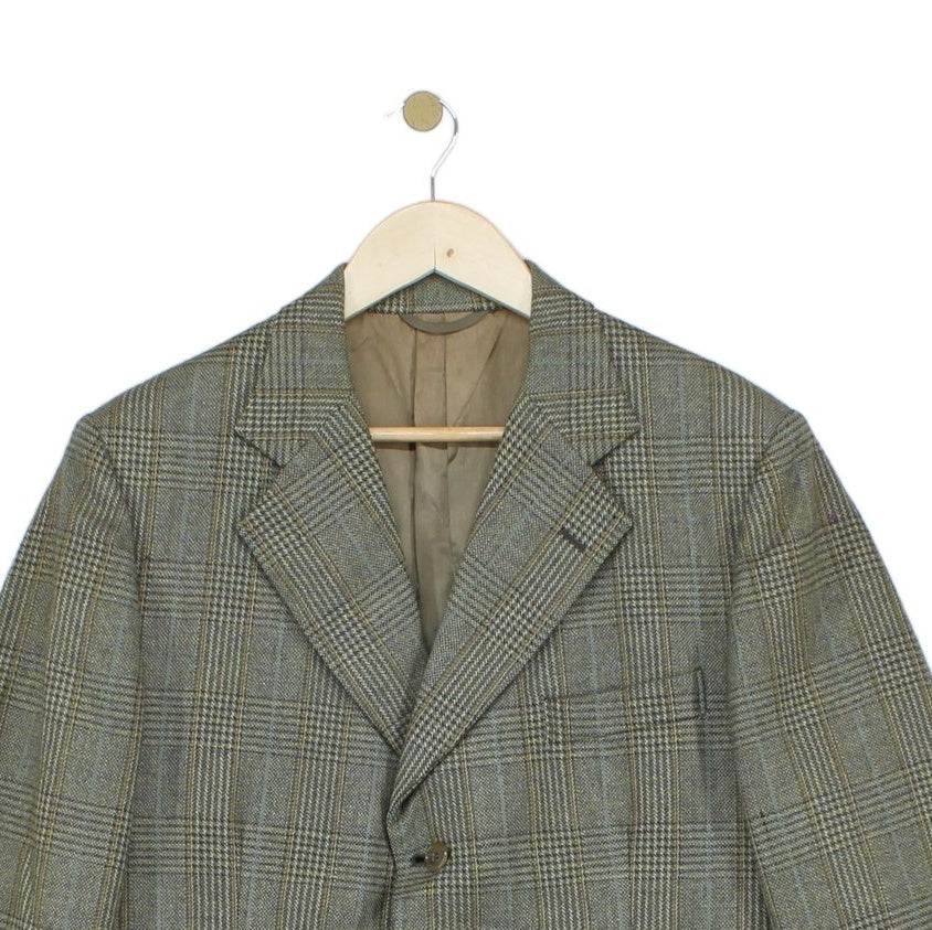Mens Tweed Blazer Check Tailored Long
