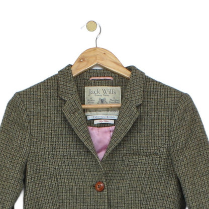 Womens Tweed Blazer Made In Portugal Herringbone