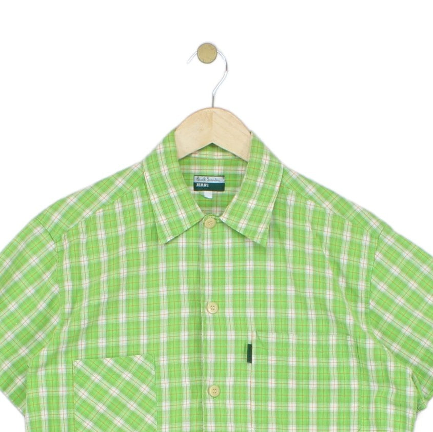 Mens Plaid Shirt Short Sleeve Button Up