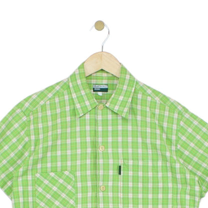 Mens Plaid Shirt Short Sleeve Button Up