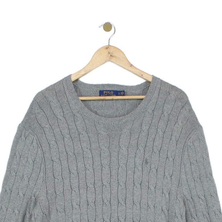 Mens Cable Knit Jumper Crew Neck Long Sleeve Cotton