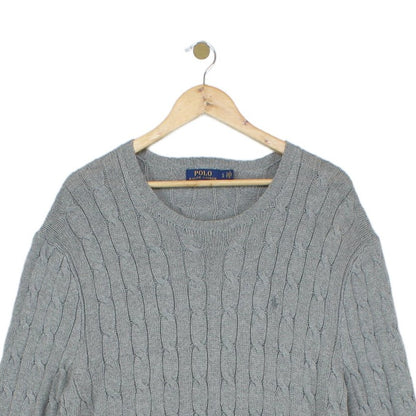 Mens Cable Knit Jumper Crew Neck Long Sleeve Cotton