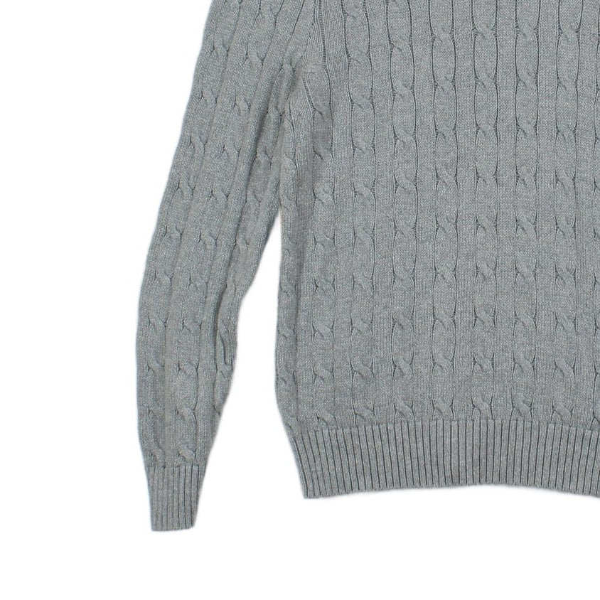 Mens Cable Knit Jumper Crew Neck Long Sleeve Cotton
