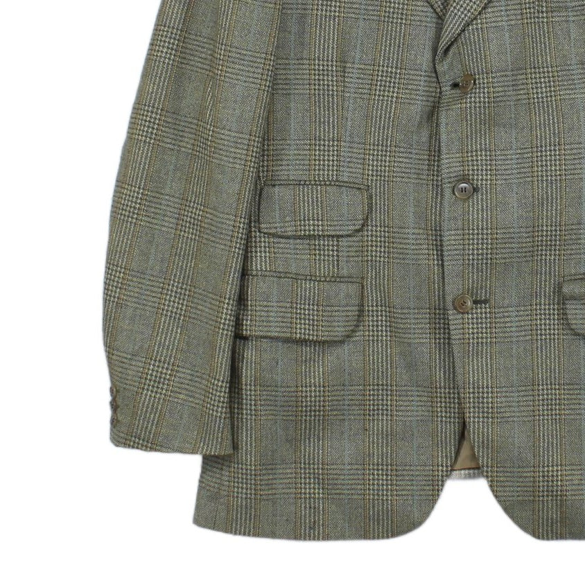 Mens Tweed Blazer Check Tailored Long