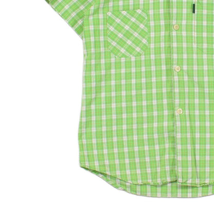 Mens Plaid Shirt Short Sleeve Button Up