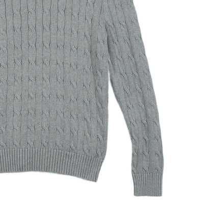 Mens Cable Knit Jumper Crew Neck Long Sleeve Cotton