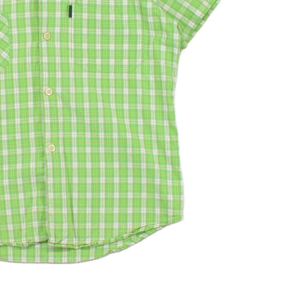 Mens Plaid Shirt Short Sleeve Button Up