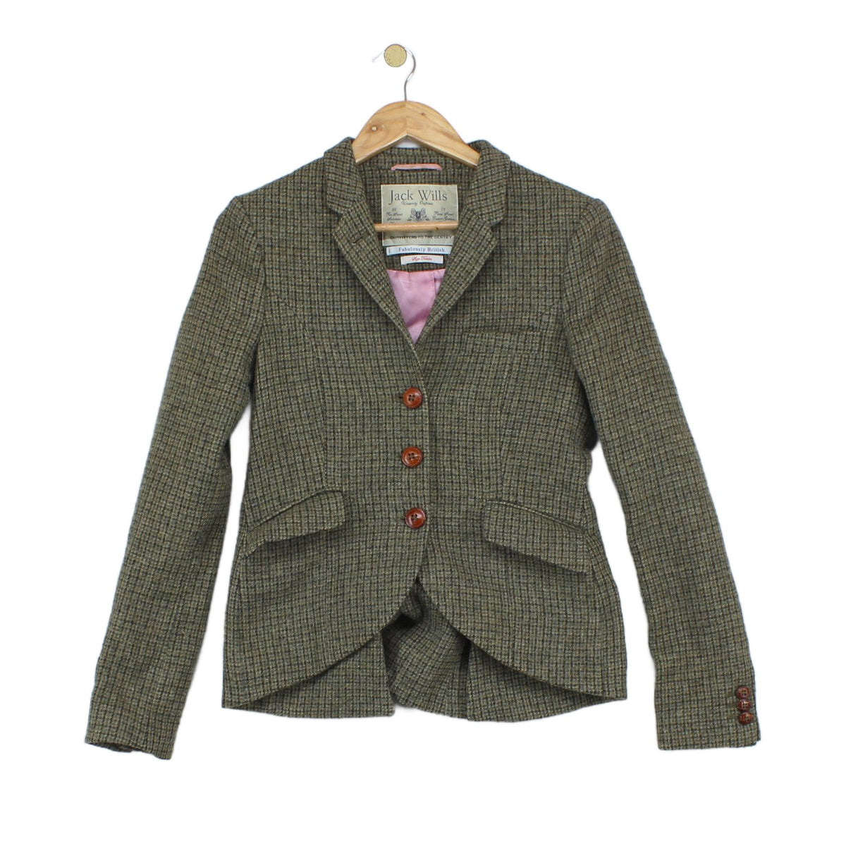 Womens Tweed Blazer Made In Portugal Herringbone