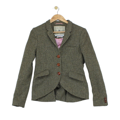 Womens Tweed Blazer Made In Portugal Herringbone